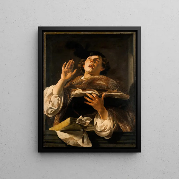 The Singer - Hendrick ter Brugghen — framed artwork on a wall