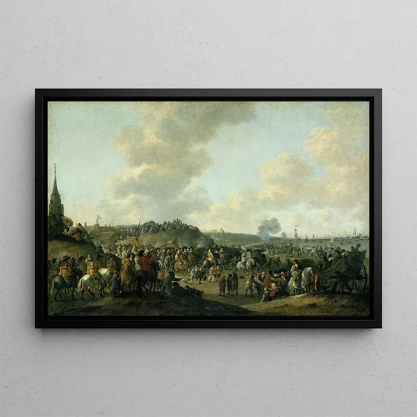 The Departure of Charles II of England from Scheveningen, June 2, 1660 - Hendrick de Meijer — framed artwork on a wall