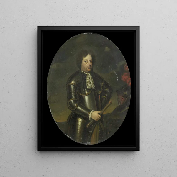 Portrait of Major-General Hans Willem Baron van Aylva aka the formidable general - Hendrick de Valk — framed artwork on a wall