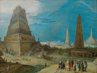 Nimrod overseeing the construction of the Tower of Babel - Hendrick van Cleve III — artwork view