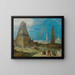 Nimrod overseeing the construction of the Tower of Babel - Hendrick van Cleve III — framed artwork on a wall