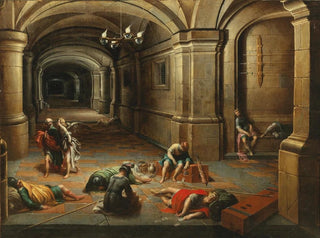 Interior prison painting with the Liberation of Saint Peter - Hendrick van Steenwijck the Younger — artwork view