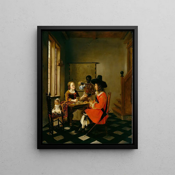 The card game - Hendrick van der Burgh — framed artwork on a wall