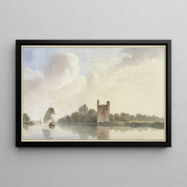 Ruins of the House on the Merwede near Dordrecht on the Meuse - Hendrik Abraham Klinkhamer — framed artwork on a wall