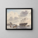 Boat in the ice on a river near a city - Hendrik Abraham Klinkhamer — framed artwork on a wall