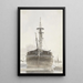 Sailboat seen from the front in a wood port - Hendrik Abraham Klinkhamer — framed artwork on a wall