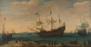 Hendrik Cornelisz Vroom - A number of East Indiamen off the Coast The Mauritius and other East Indiamen Sailing out of the Marsdiep.webp