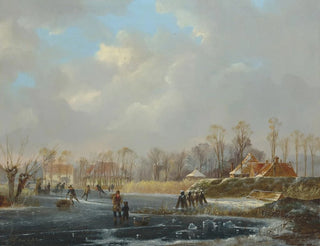 a landscape with figures on an icy river - Hendrik Gerrit ten Cate — artwork view