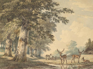 Deer under Beech Trees in Winter - Hendrik Gerrit ten Cate — artwork view