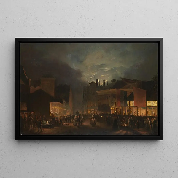 Kermesse sur la Botermarkt le soir - Hendrik Gerrit ten Cate — framed artwork on a wall