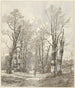 Winter landscape painting with a wood gatherer on a forest path - Hendrik Gerrit ten Cate — artwork view