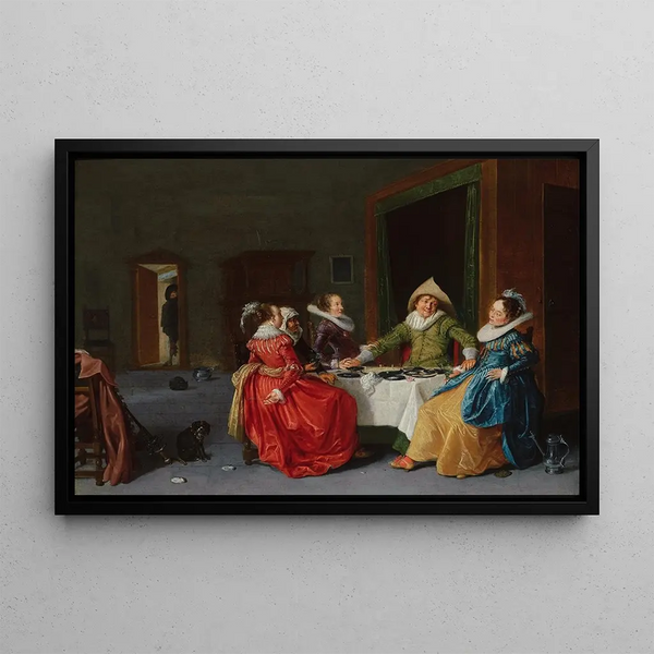 Joyful Company in a Brothel - Hendrik Gerritsz Pot — framed artwork on a wall