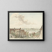 View of Nijmegen with a boat on the river - Hendrik Hoogers — framed artwork on a wall