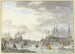 Fair on an icy river with ships - Hendrik Kobell — artwork view