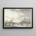 Fair on an icy river with ships - Hendrik Kobell — framed artwork on a wall