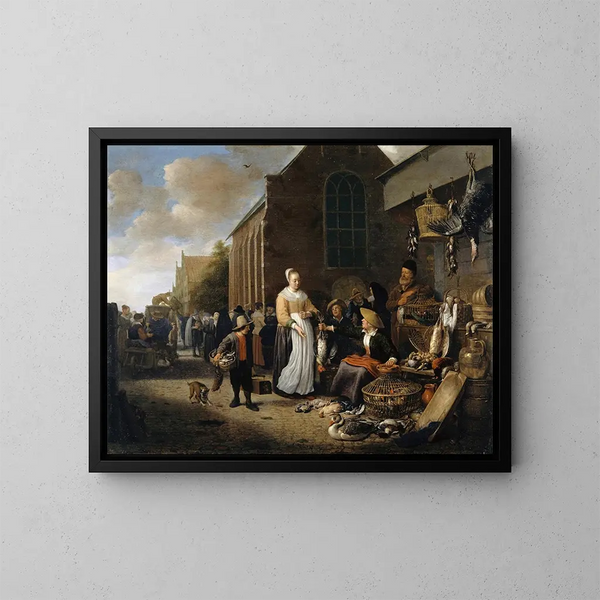 Poultry Market in Rotterdam - Hendrik Martensz Sorgh — framed artwork on a wall
