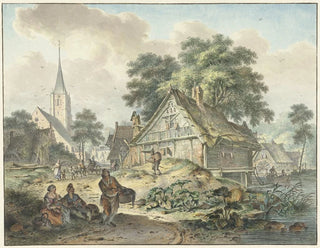 House in Ruins and Village Church - Hendrik Meijer — artwork view