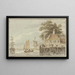 Maison au bord de l'eau et moulin à vent avec plusieurs bateaux - Hendrik Spilman — framed artwork on a wall