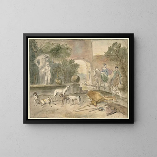 Hunting scene - Hendrik Verschuring — framed artwork on a wall