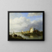 Boats on a river with a lighthouse of light - Hendrik Vettewinkel — framed artwork on a wall