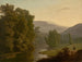 a landscape with figures near a river and mountains in the distance - Hendrik Voogd — artwork view