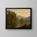 a landscape with figures near a river and mountains in the distance - Hendrik Voogd — framed artwork on a wall