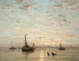 Sunset Fishing Boats - Hendrik Willem Mesdag — artwork view