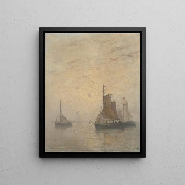 Foggy Weather - Hendrik Willem Mesdag — framed artwork on a wall