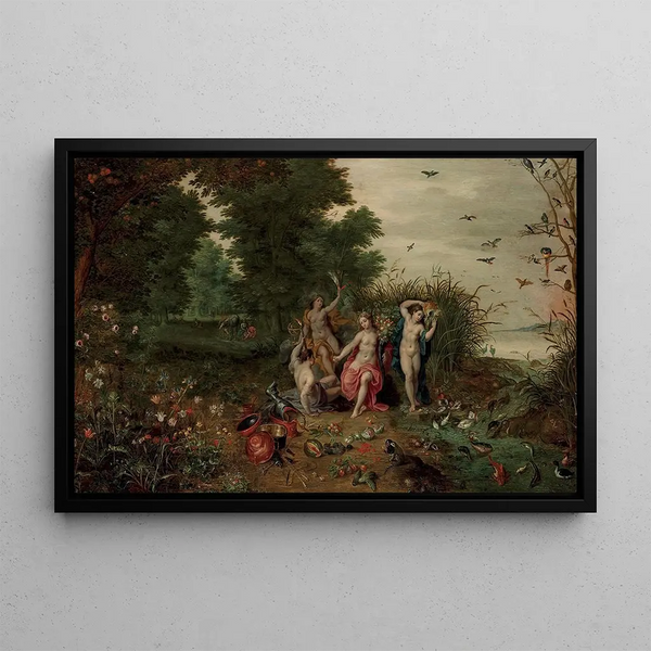 Allegory of the Four Elements - Hendrik van Balen — framed artwork on a wall