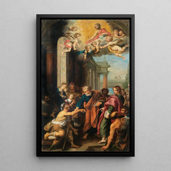 Saint Pierre guérissant un infirme - Hendrik van Balen — framed artwork on a wall