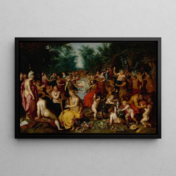 The Feast of the Gods - Hendrik van Balen — framed artwork on a wall