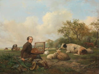 L'artiste painting a cow in a meadow - Hendrikus van de Sande Bakhuyzen — artwork view