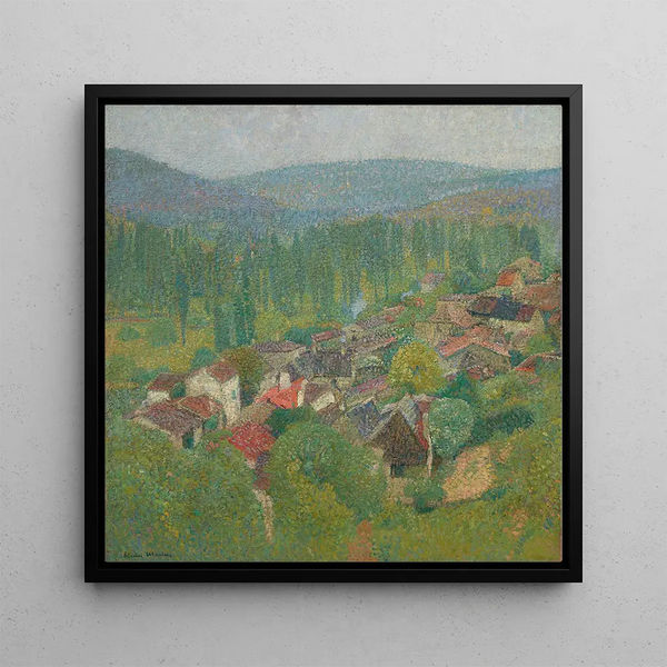 Henri Martin Painting - Summer View of the Roofs of Labastide-du-Vert - Henri Martin — framed artwork on a wall
