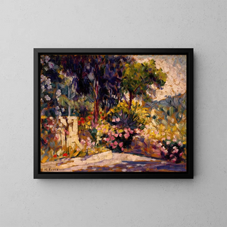 La terrasse fleurie - Henri-Edmond Cross — framed artwork on a wall