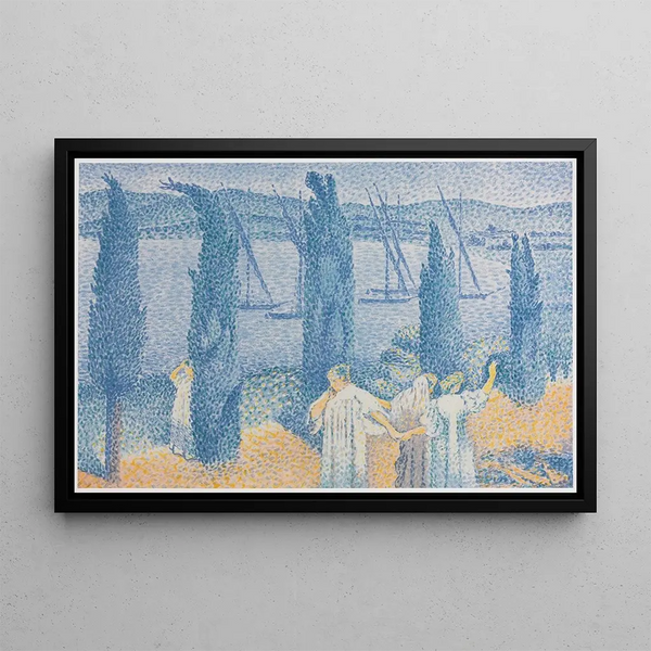 La Promenade Paysage avec cyprès - Henri-Edmond Cross — framed artwork on a wall