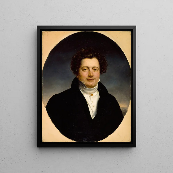 Portrait Painting of Bernard Léon 1784-1856 actor and director of the Vaudeville and Gaité theaters - Henri-François Riesener — framed artwork on a wall