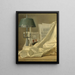 a Still life with a bouillette lamp, a sheet music, a violin or a cittern, and a white satin fabric on a stone ledge - Henri-Horace Roland Delaporte — framed artwork on a wall