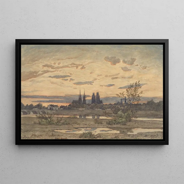 View of Moulins - Henri-Joseph Harpignies — framed artwork on a wall