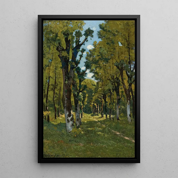Allée des Tilleuls Saint-Privé Yonne Sunny wooded path - Henri-Joseph Harpignies — framed artwork on a wall