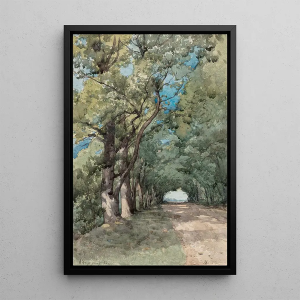 Allée sous-bois - Henri-Joseph Harpignies — framed artwork on a wall