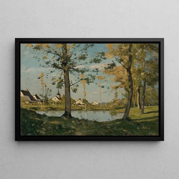 Autumn in Saint-Privé - Henri-Joseph Harpignies — framed artwork on a wall