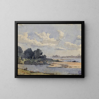 Riverbank Painting - Henri-Joseph Harpignies — framed artwork on a wall