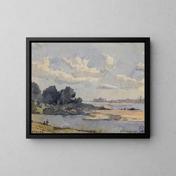 Riverbank Painting - Henri-Joseph Harpignies — framed artwork on a wall