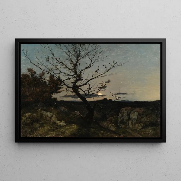 Moonlight Landscape near Marseille - Henri-Joseph Harpignies — framed artwork on a wall