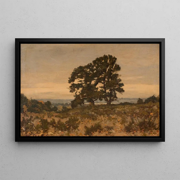 Two Trees on the Edge of the Forest - Henri-Joseph Harpignies — framed artwork on a wall