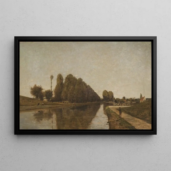 Le Canal de Briare - Henri-Joseph Harpignies — framed artwork on a wall