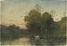 Evening Light on a wooded riverside with cattle drinking - Henri-Joseph Harpignies — artwork view