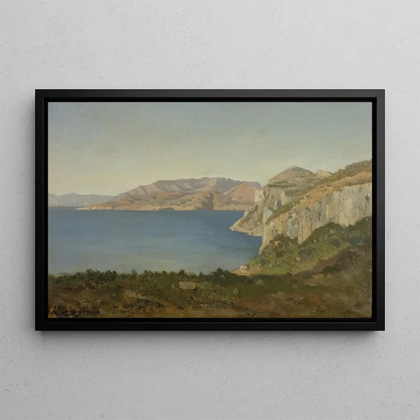 La Côte d'Azur, baie sur la Méditerranée - Henri-Joseph Harpignies — framed artwork on a wall