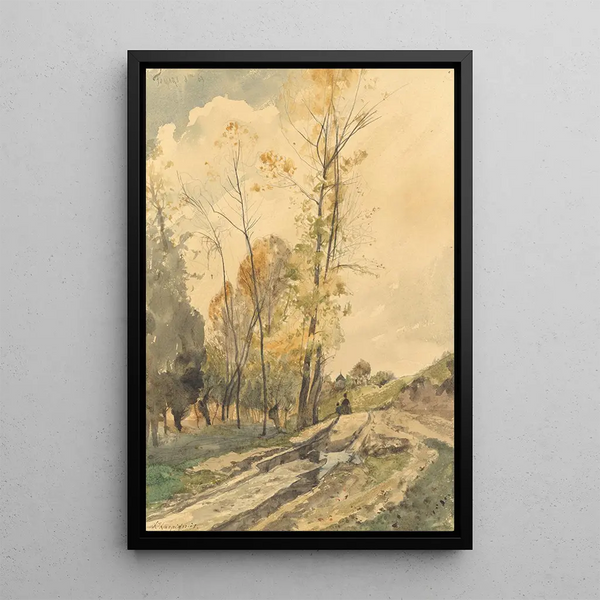 Landscape Painting of Famars - Henri-Joseph Harpignies — framed artwork on a wall