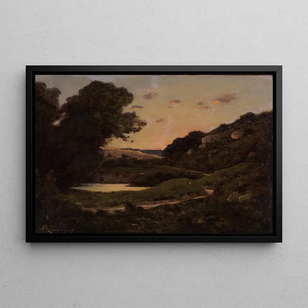 Landscape at Sunset - Henri-Joseph Harpignies — framed artwork on a wall